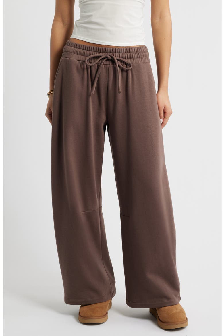 Barrel Leg Fleece Sweatpants, Main, color, BROWN QUARTZ