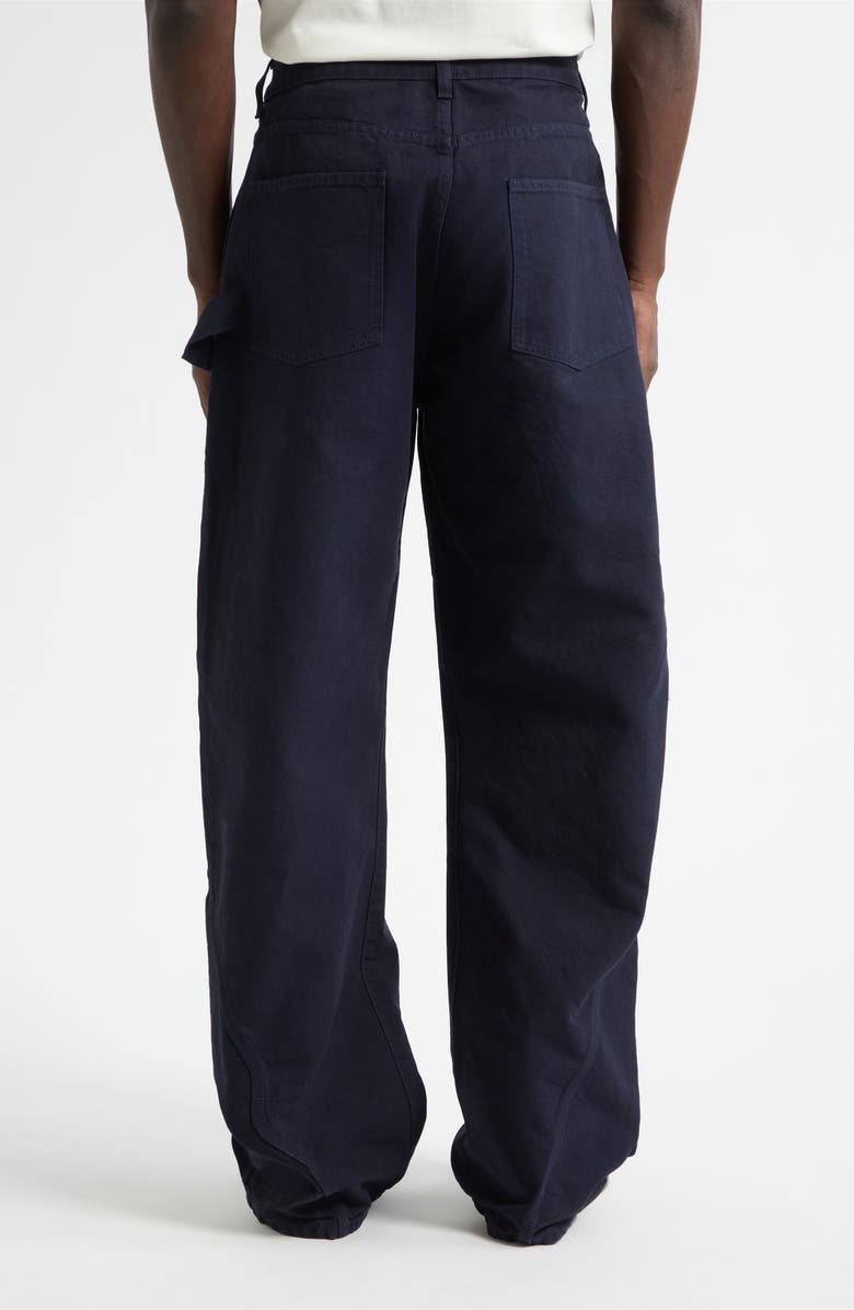 JW Anderson x Guinness Twisted Cotton Canvas Workwear Pants, Alternate, color, Indigo