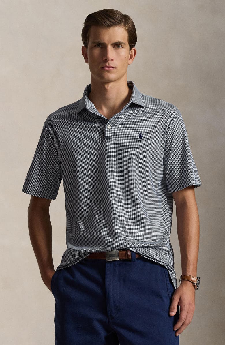 Polo Ralph Lauren Houndstooth Cotton Polo, Alternate, color, Fairway Hndstth- Newport Navy