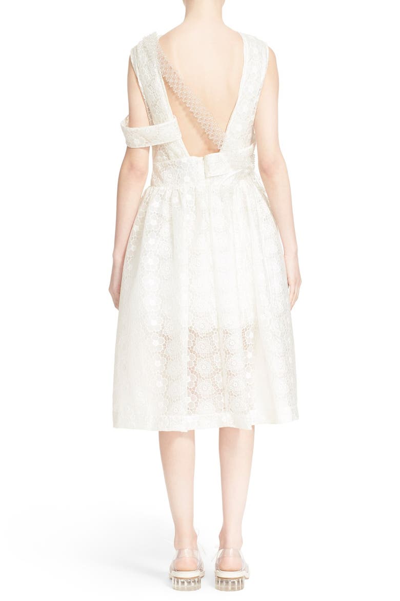 Bonded Lace Fit & Flare Dress, Alternate, color, CREAM