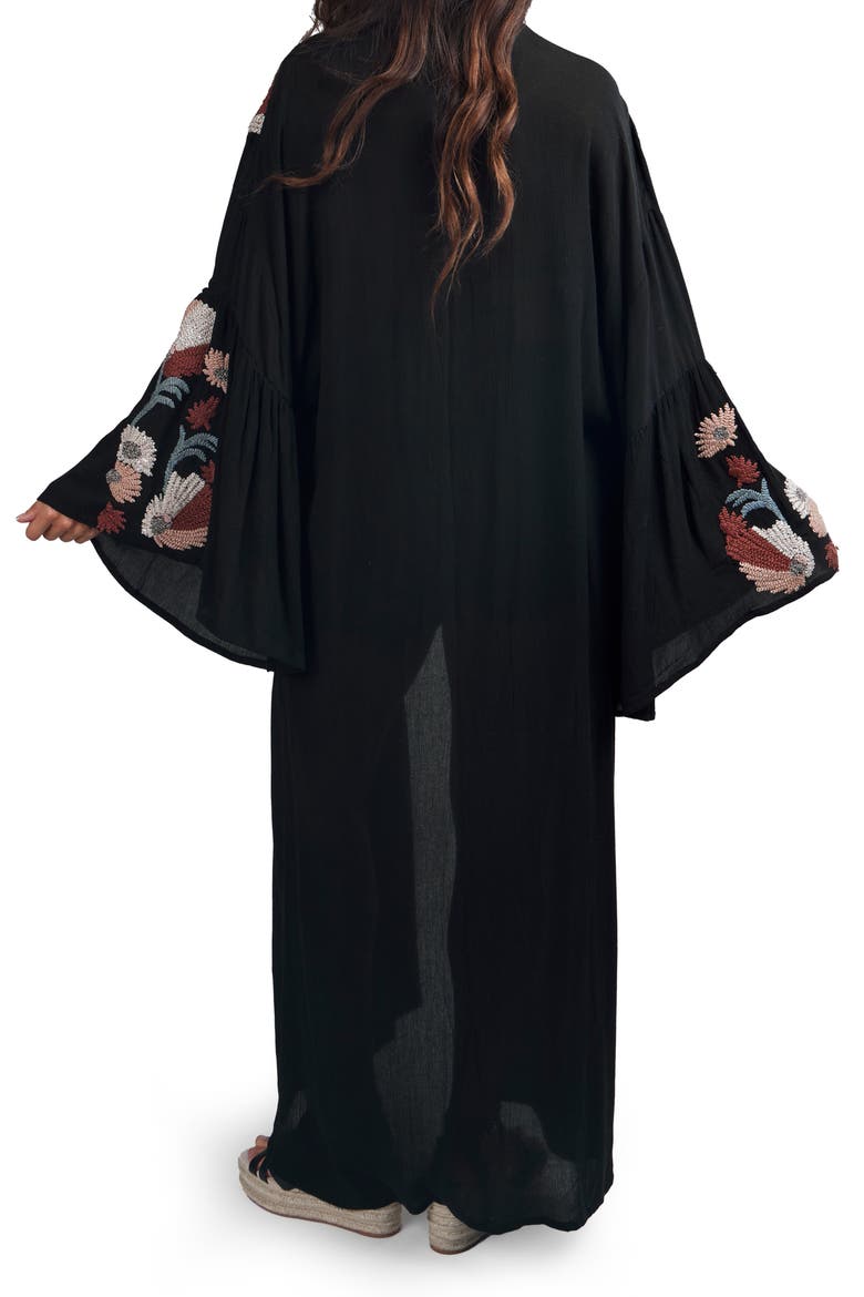 Embroidered Caftan, Alternate, color, BLACK