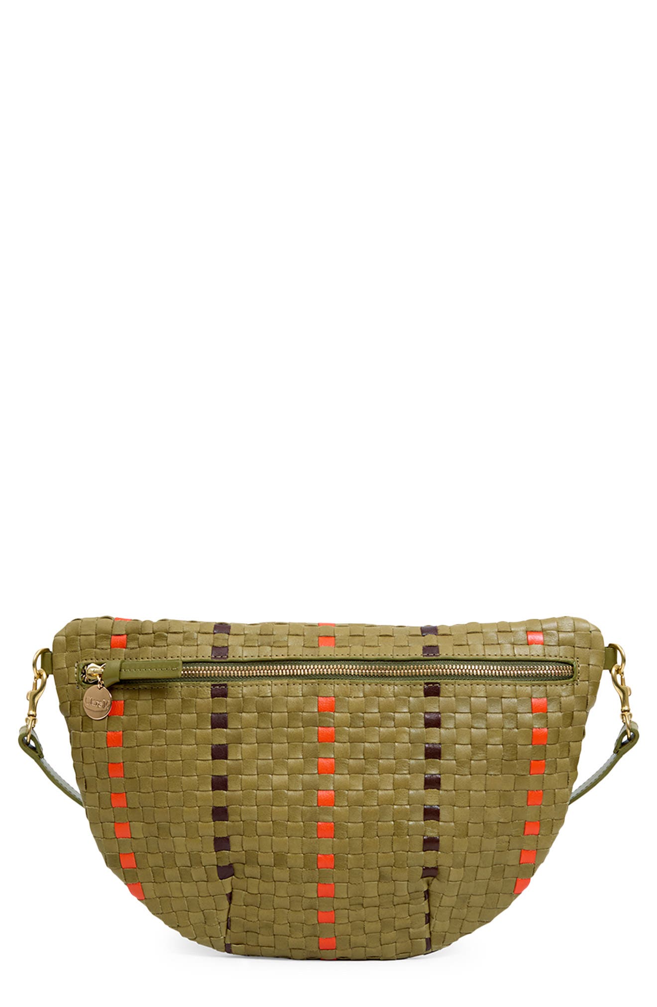 Grande Fanny Woven Leather Belt Bag, Main, color, OLIVE