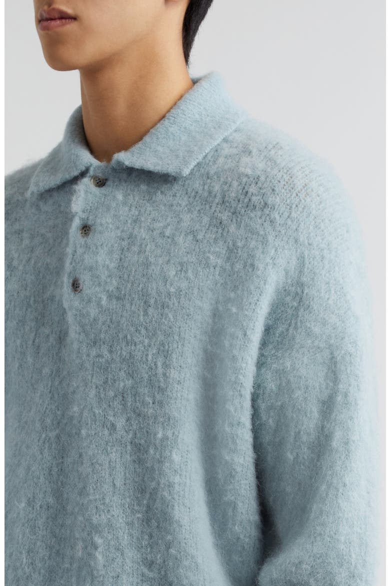 Alpaca & Wool Blend Polo Sweater, Alternate, color, AQUAMARINE