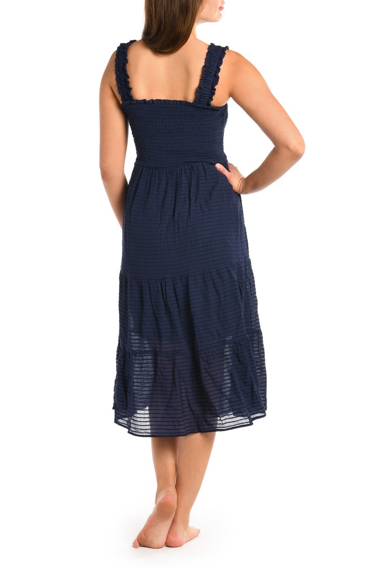 Shadow Smocked Bodice Cover-Up Sundress, Alternate, color, INDIGO