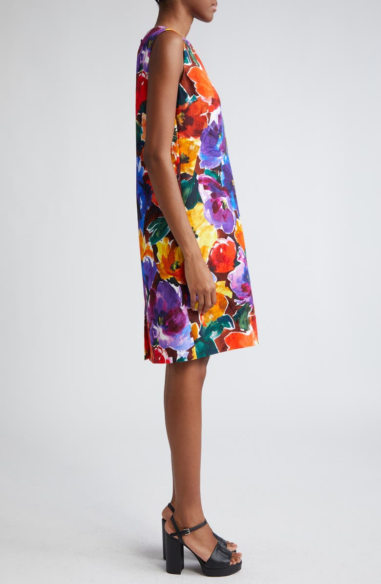 Dolce&Gabbana Abstract Floral Print Sleeveless Sheath Dress, Alternate, color, Hm4yefiori Astr.f.marrone