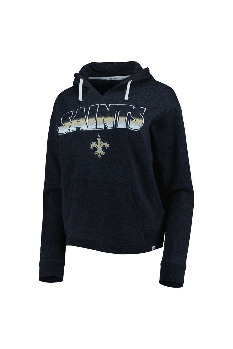 Women's '47 Black New Orleans Saints Color Rise Kennedy Notch Neck Pullover Hoodie, Alternate, color, Black