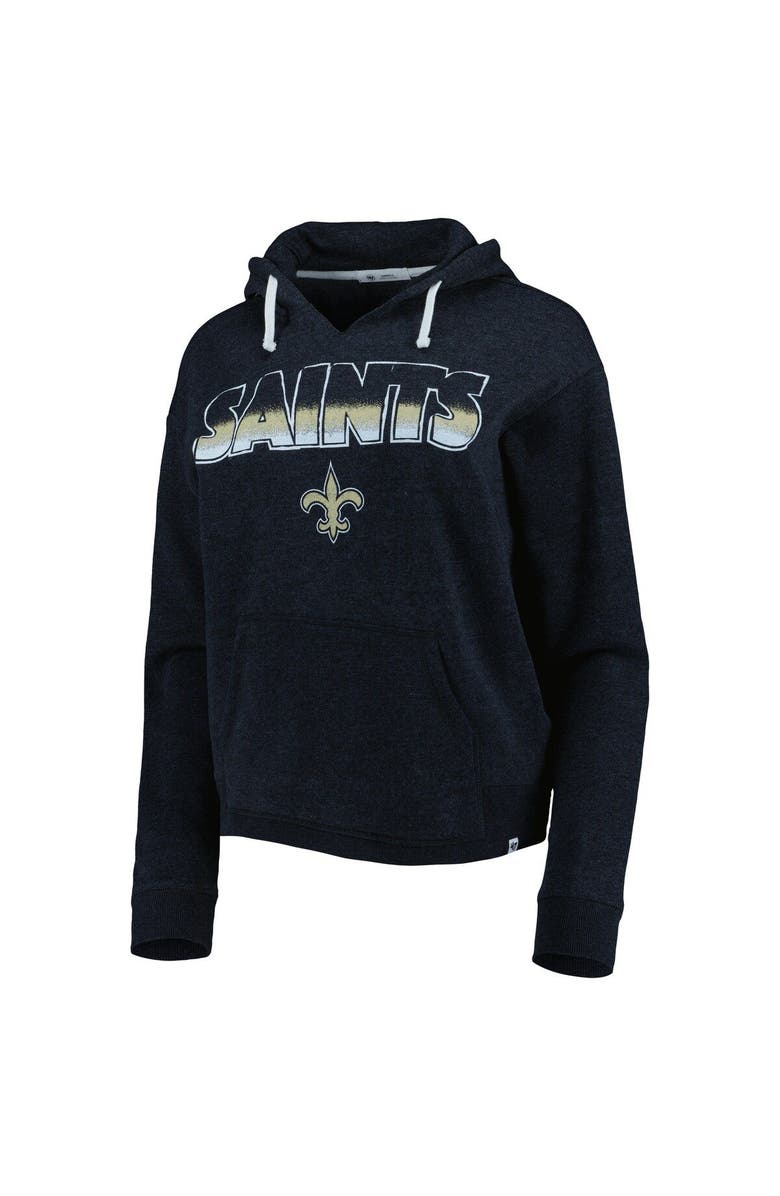 '47 Women's '47 Black New Orleans Saints Color Rise Kennedy Notch Neck Pullover Hoodie, Alternate, color, Black