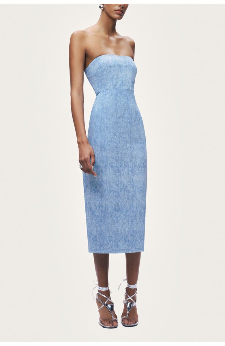 Nocturne Stone-Detail Strapless Midi Dress, Alternate, color, Blue