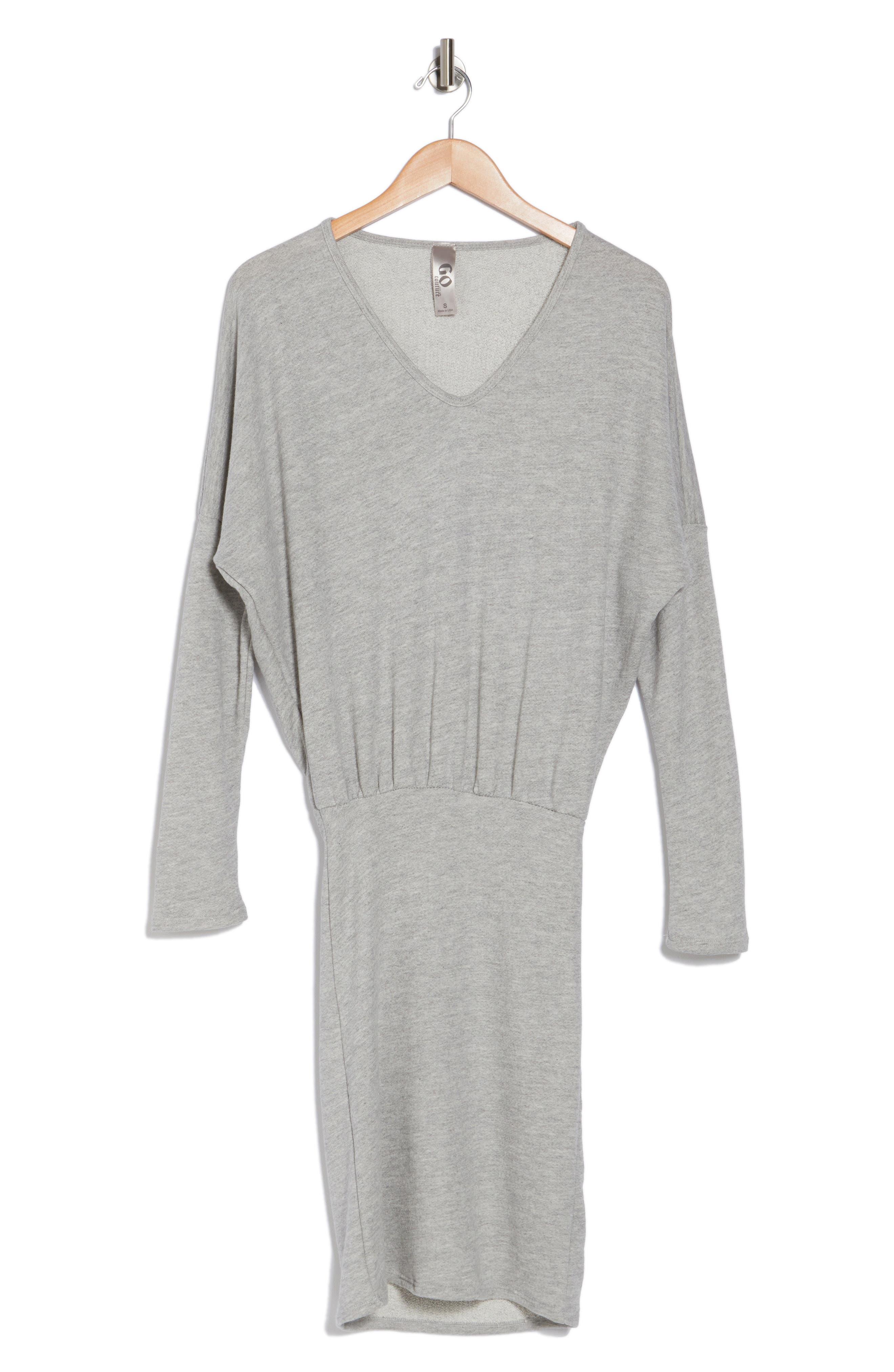 V-Neck Long Sleeve Blouson Dress