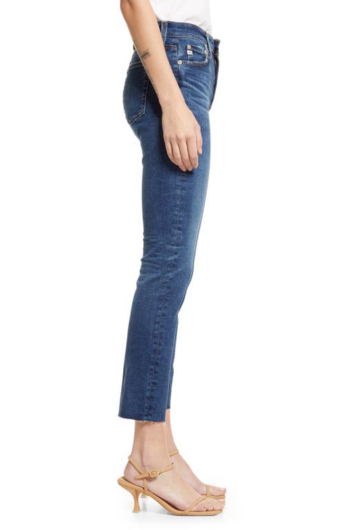 Ag Mari Raw Hem High Waist Crop Straight Leg Jeans In 12 Years Blue Dusk
