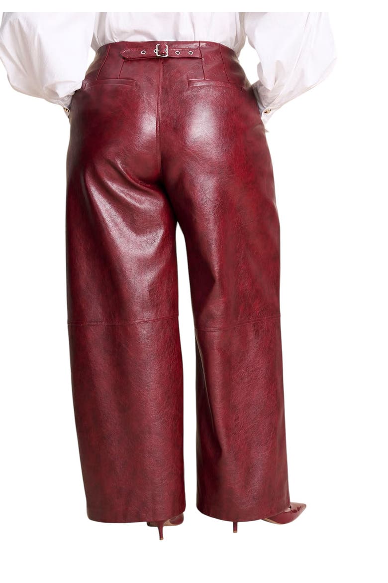 Adjustable Waist Faux Leather Wide Leg Pant, Alternate, color, POMEGRANATE
