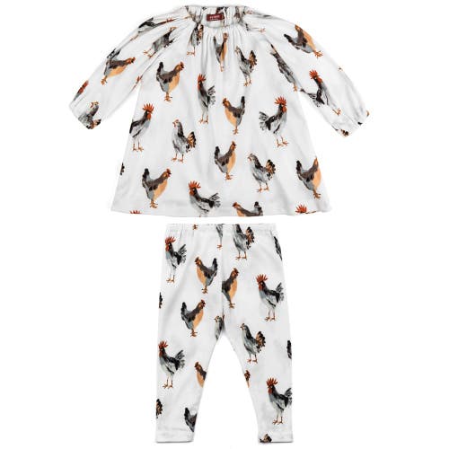 Milkbarn Organic Cotton Dress And Legging Set In White