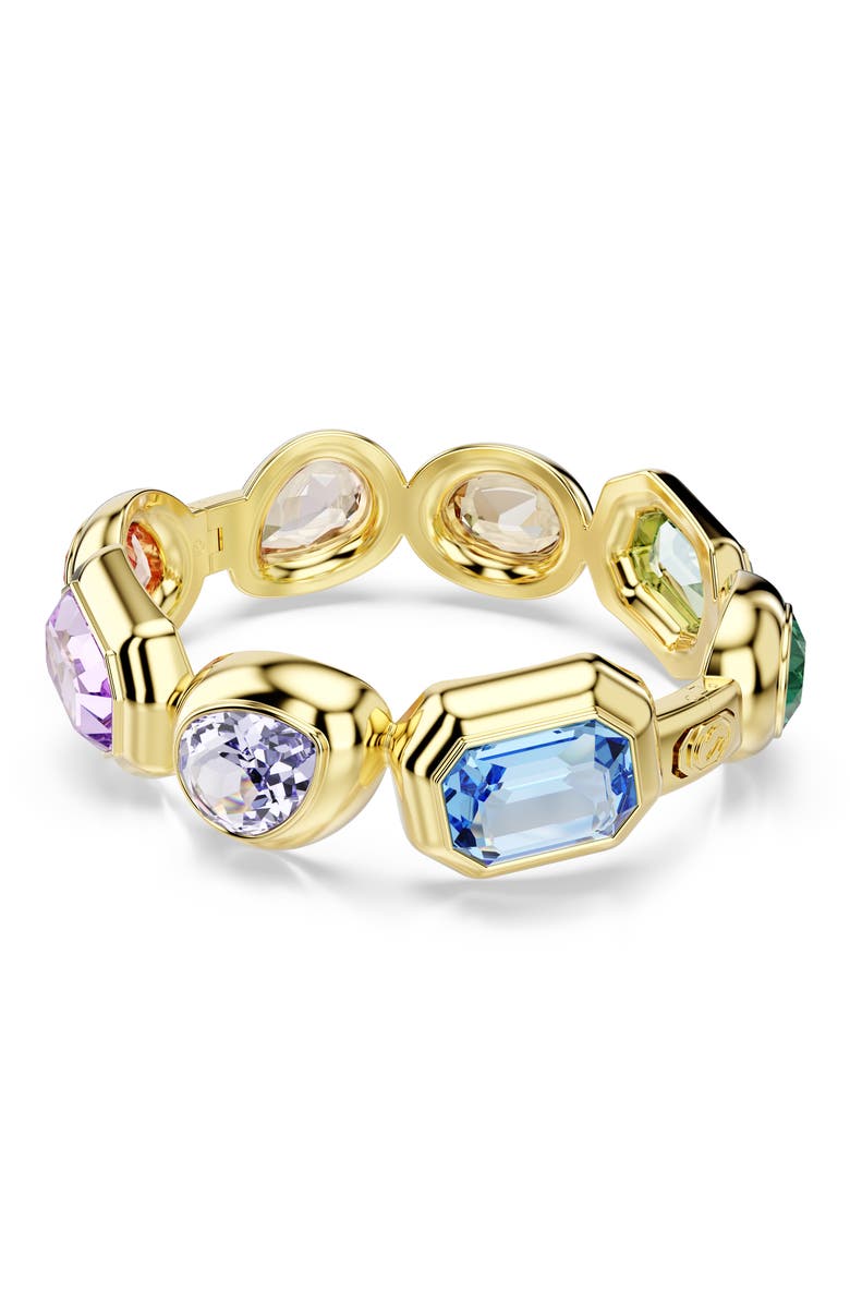 Swarovski Gema Crystal Bangle Bracelet, Alternate, color, Gold Multi