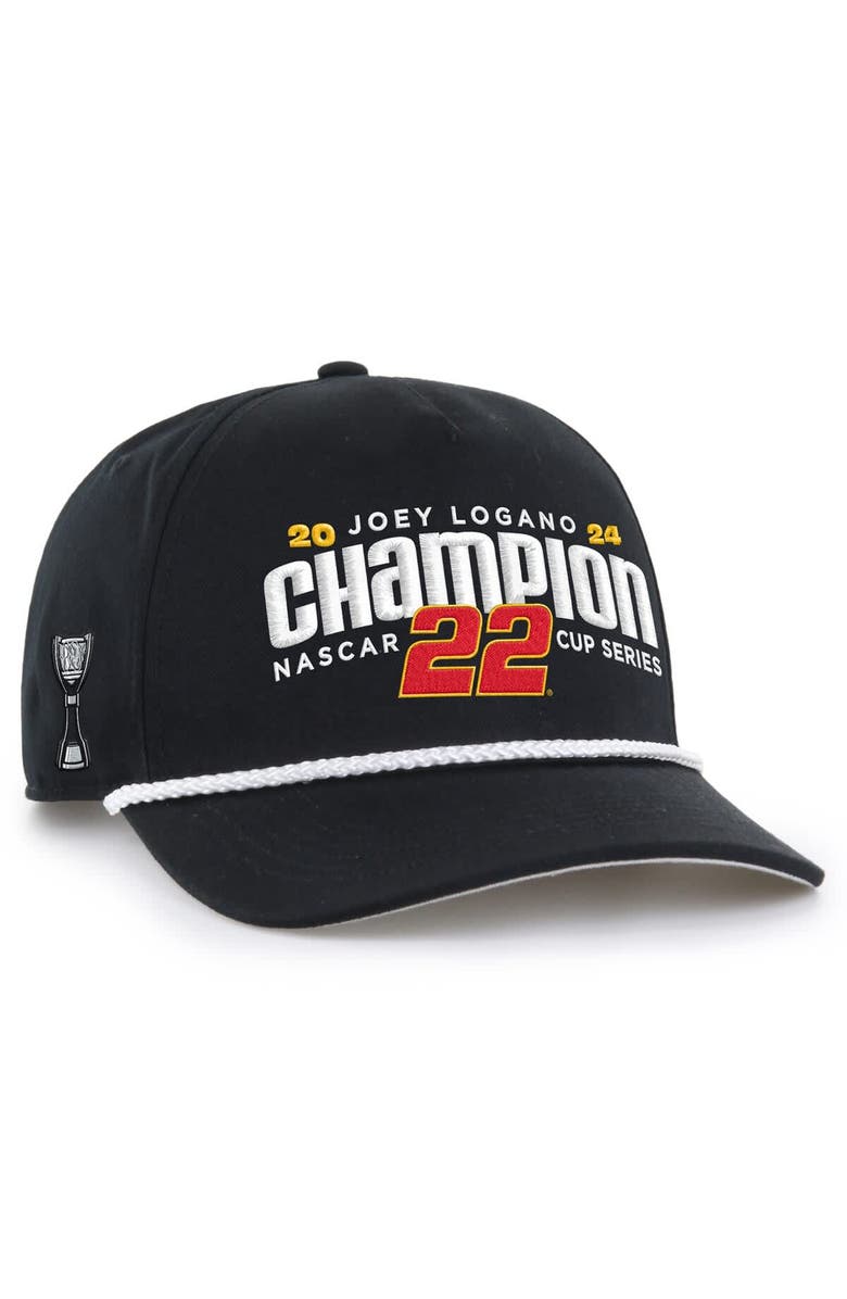 '47 Men's '47 Black Joey Logano 2024 NASCAR Cup Series Champion Hitch Rope Adjustable Hat, Main, color, 