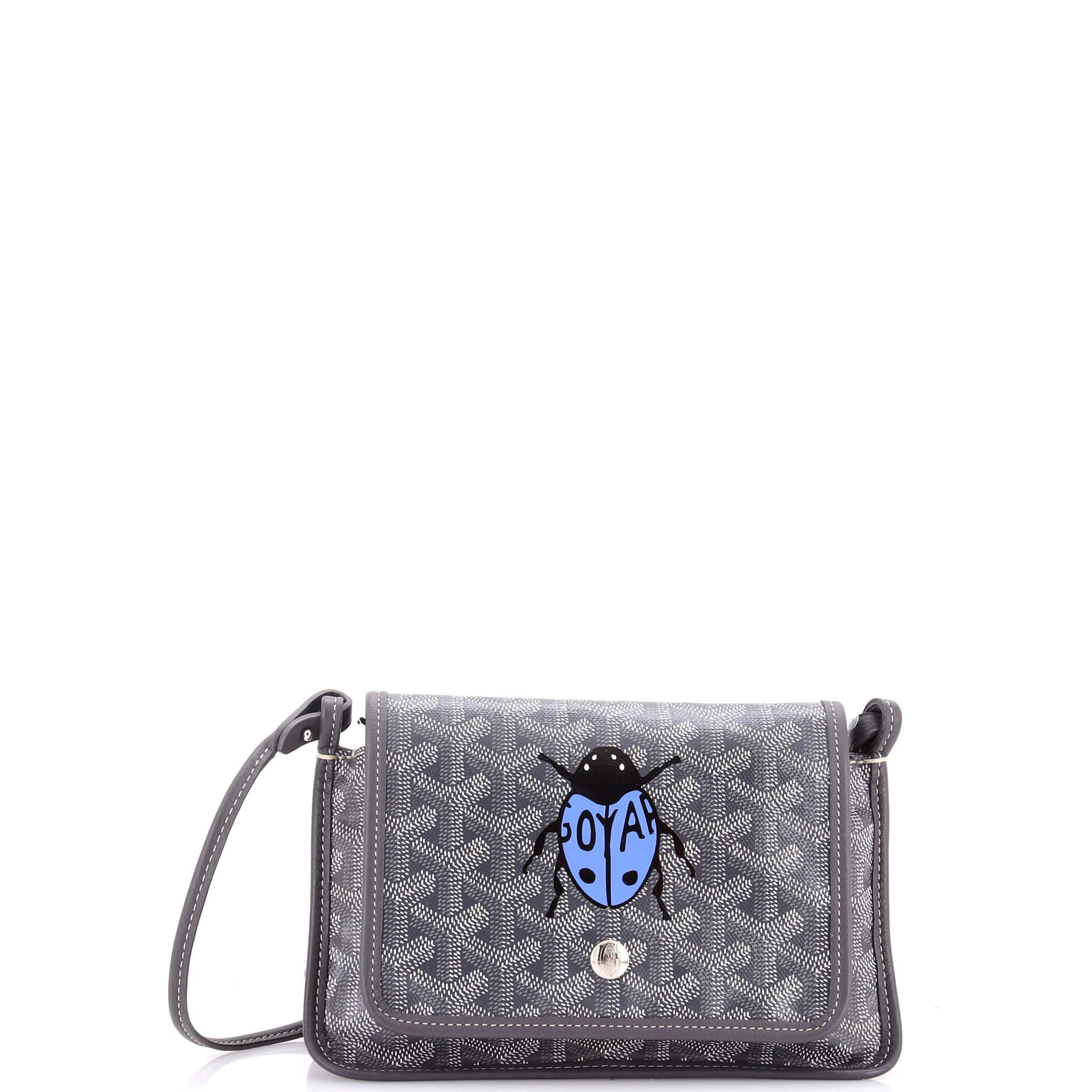 Pre-Owned Goyard Plumet Clutch Wallet Printed Coated Canvas, Main, color, Gray