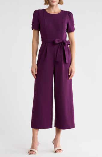 Short Sleeve Tie Waist Jumpsuit