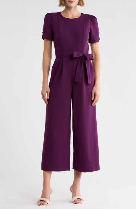 Short Sleeve Tie Waist Jumpsuit