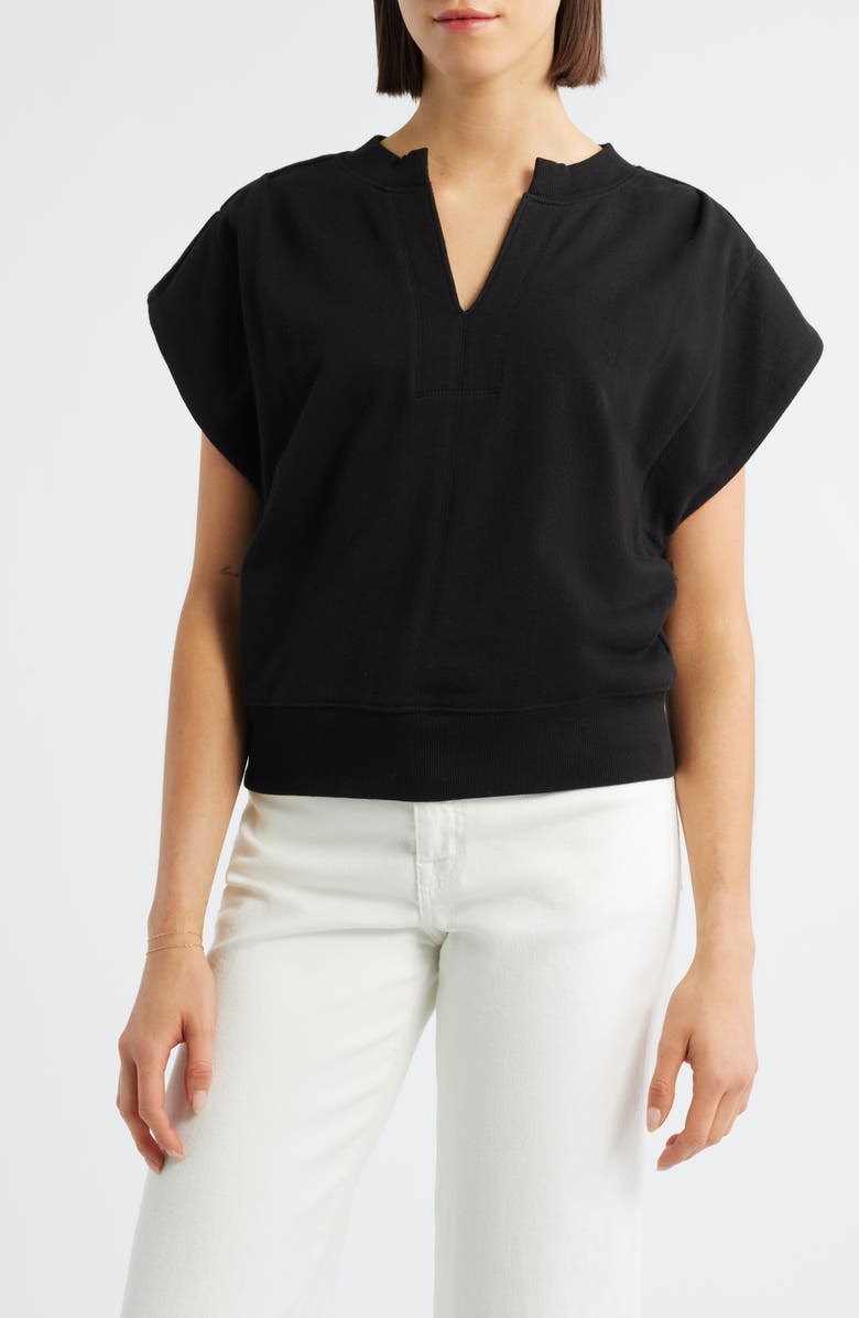 Wit & Wisdom Extended Shoulder Notch Neck Top, Main, color, Black