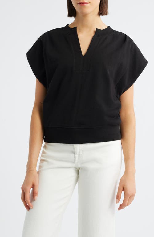 Wit & Wisdom Extended Shoulder Notch Neck Top In Black