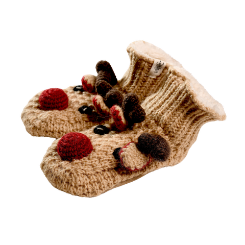 Hand Crochet Reindeer Slippers