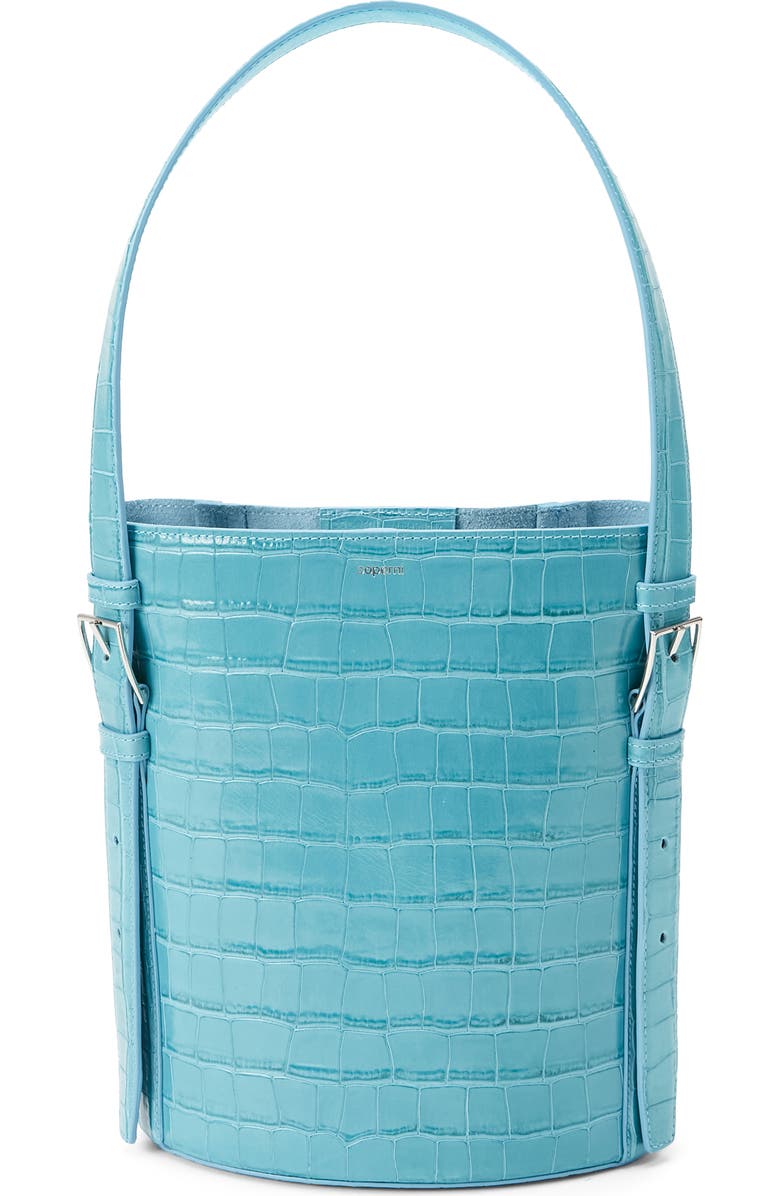 Coperni Ergonomical Croc Embossed Bucket Bag, Main, color, Blue Blu
