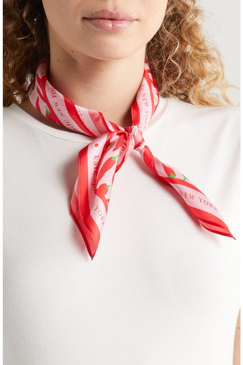 peppers silk square scarf, Main, color, PALE CARNATION