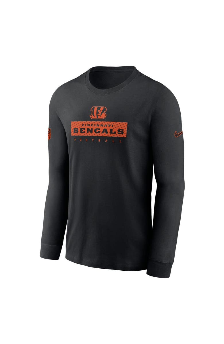 Nike Men's Nike Black Cincinnati Bengals Sideline Performance Long Sleeve T-Shirt, Alternate, color, Black