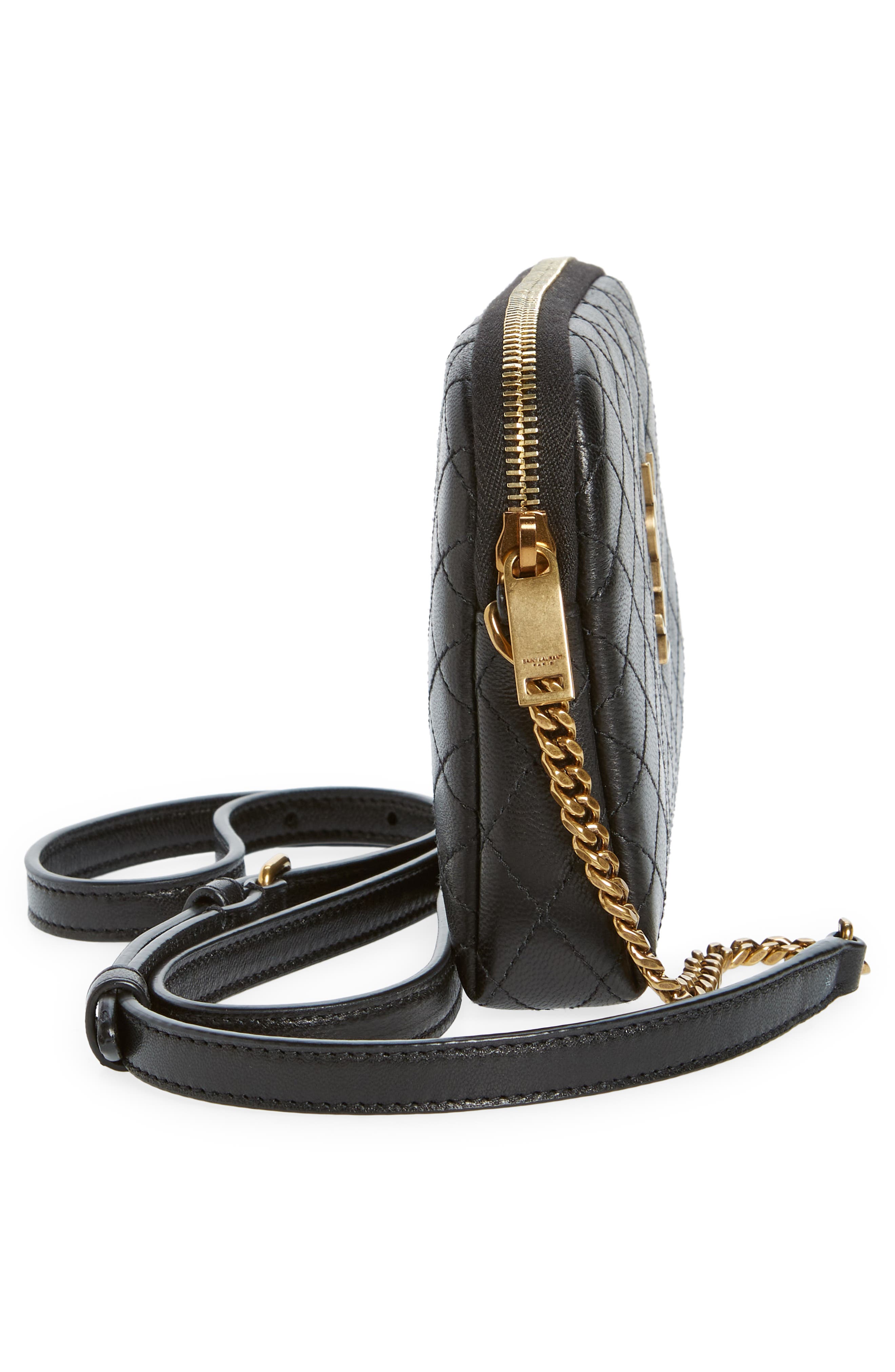 Saint Laurent Gaby Quilted Leather Crossbody Pouch, Alternate, color, 