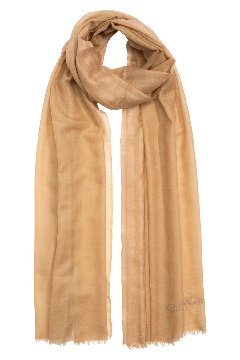 Lurex Stripe Wool Wrap, Main, color, LAUREN CAMEL