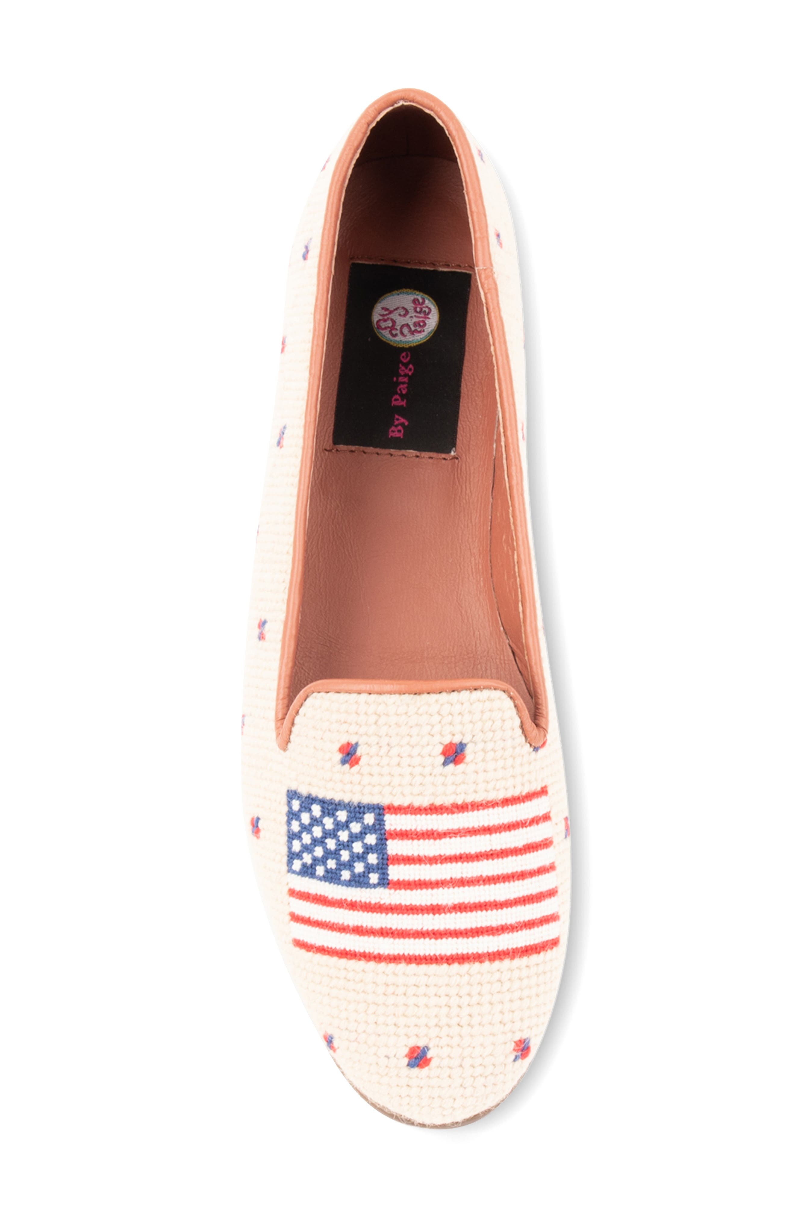 ByPaige Needlepoint American Flag Loafer, Alternate, color, Tan