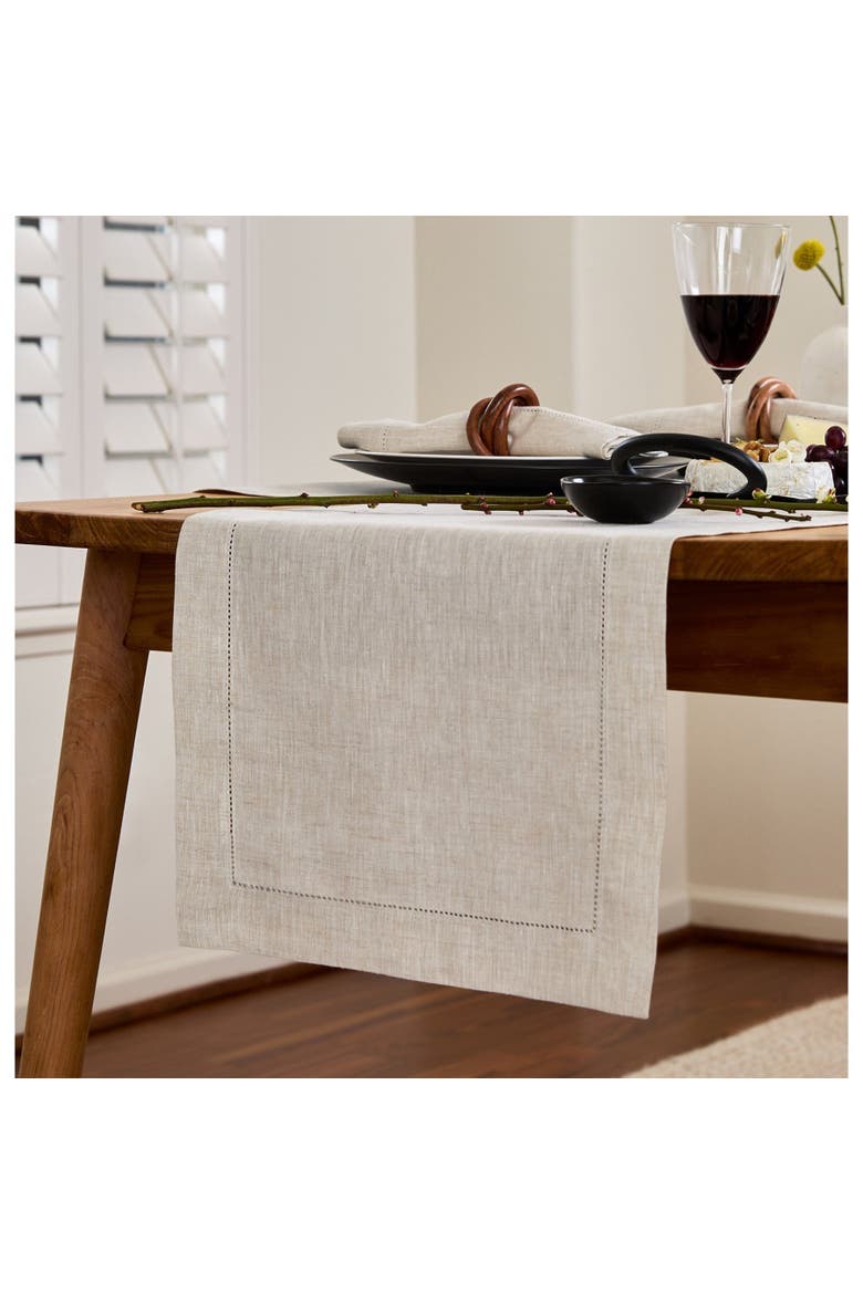 Linen Table Runner - Classic Hemstitch, Main, color, Light Natural