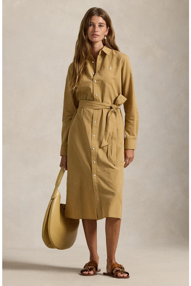 Long Sleeve Linen Shirtdress, Alternate, color, CLASSIC CAMEL