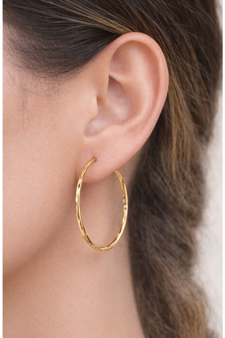 Hammered Hoop Earrings, Alternate, color, GOLD