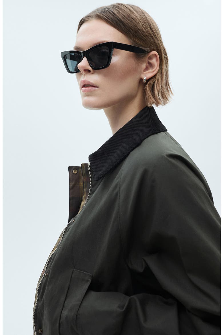 Corduroy Collar Waxed Effect Oversize Jacket, Alternate, color, KHAKI - BLACK