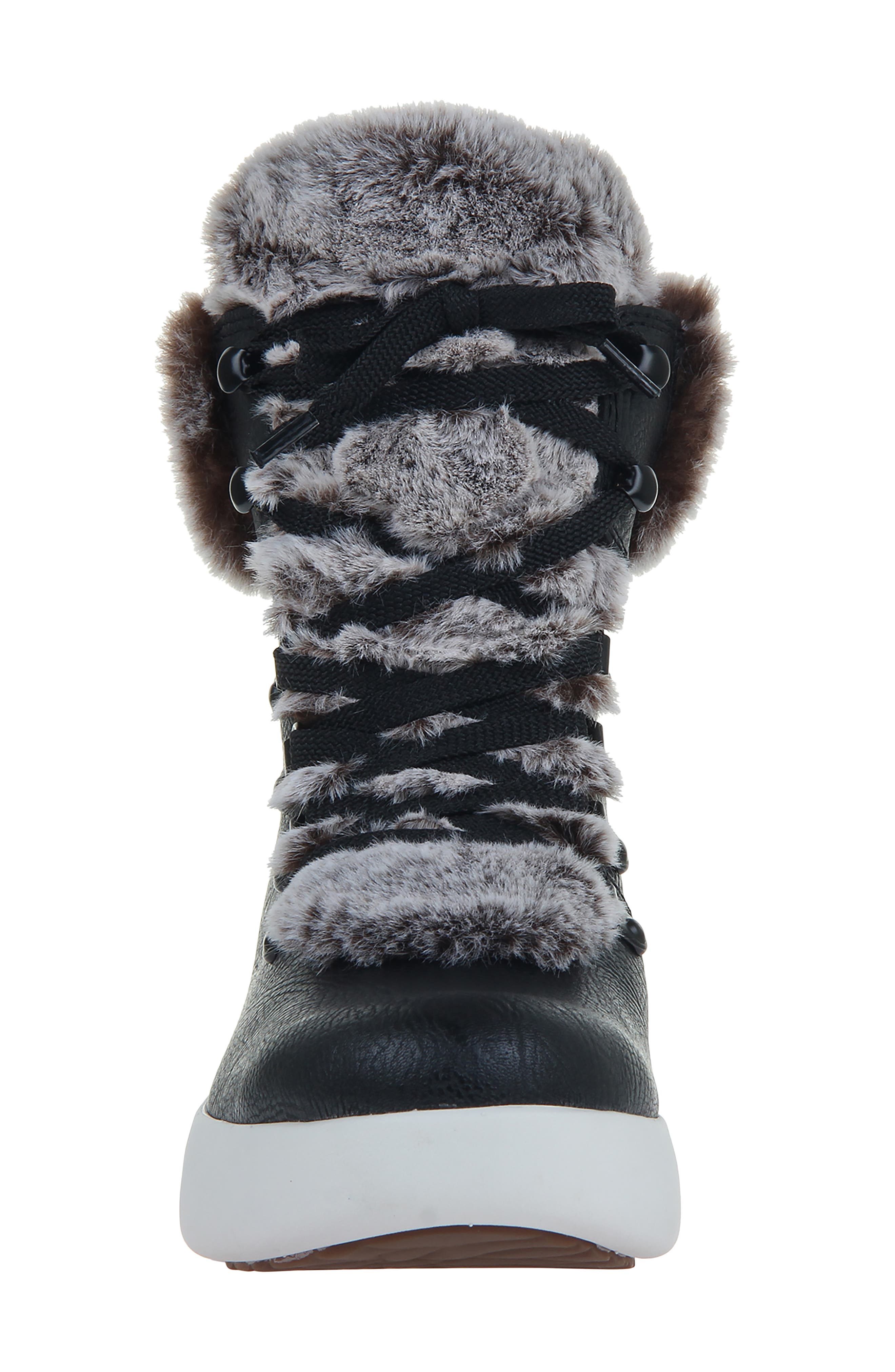 Roam Faux Fur Water Resistant Platform Boot, Alternate, color, BLACK FAUX LEATHER