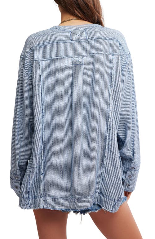 Free People By The Shore Oversize Top In Indigo Stripe Combo
