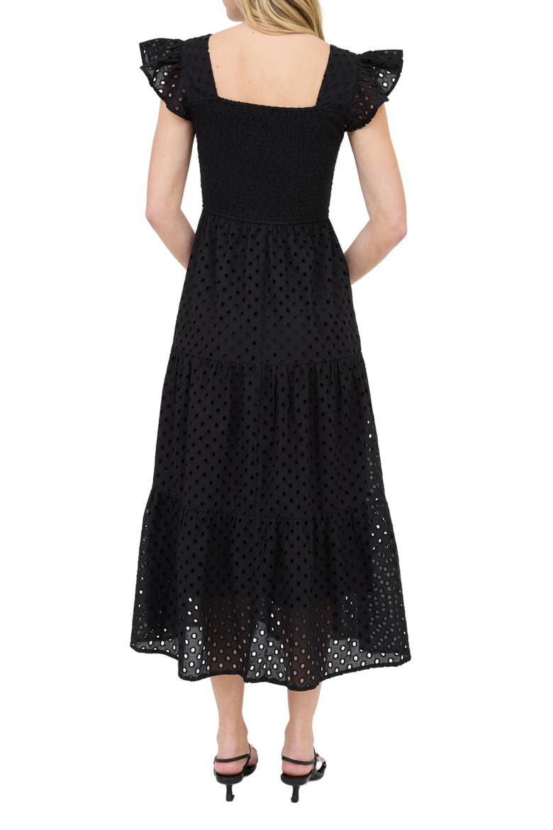 Cotton Eyelet Tiered Maxi Dress, Alternate, color, BLACK