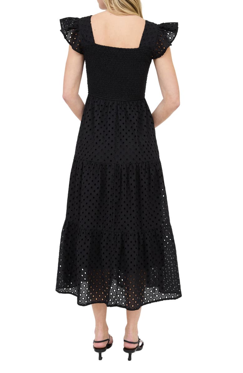 AUGUST SKY Cotton Eyelet Tiered Maxi Dress, Alternate, color, Black