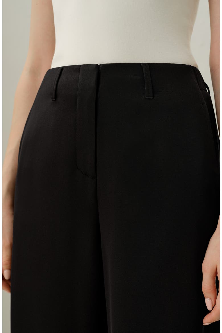 Women's Curved Seam Silk Crepe Pants, Alternate, color, Black