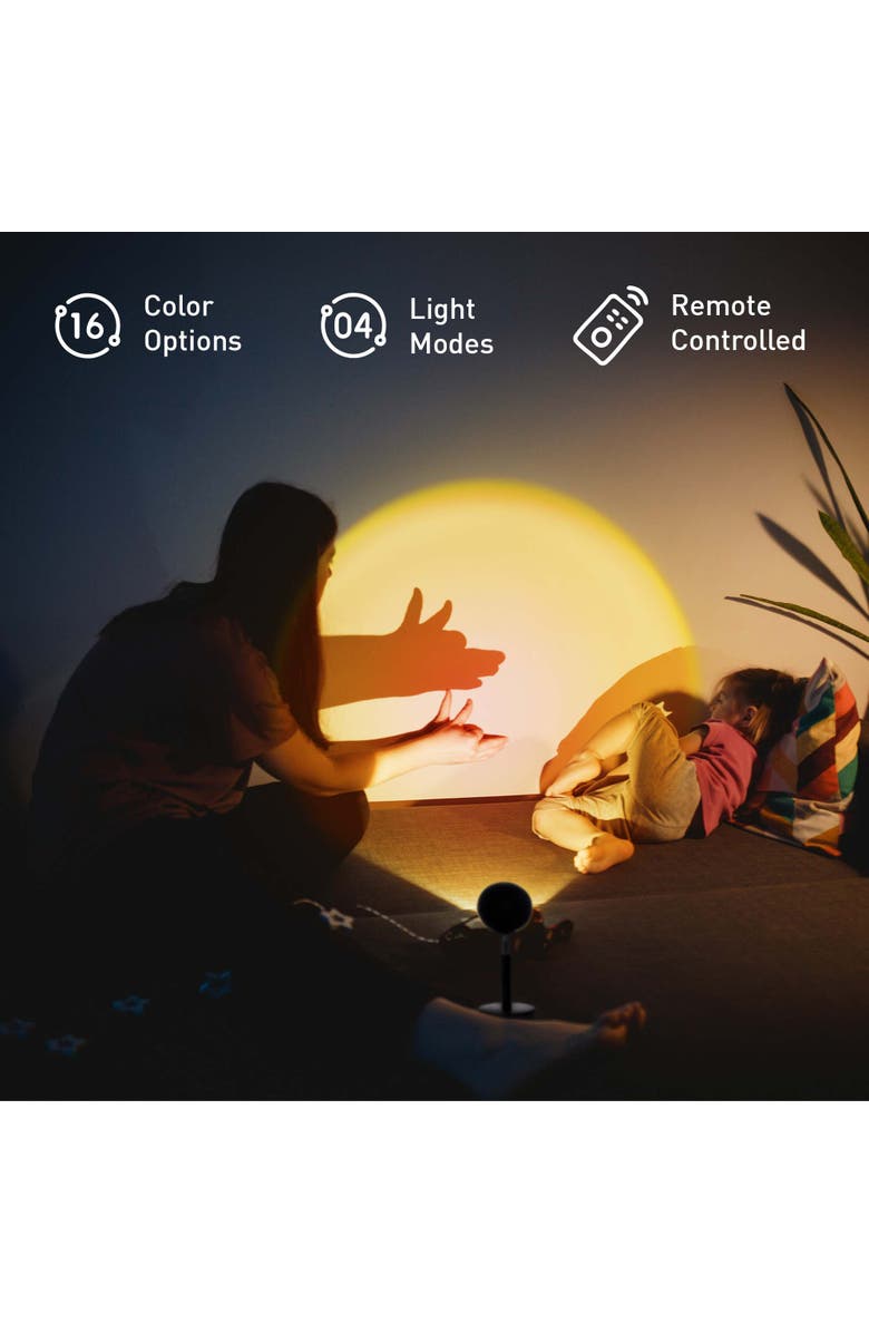 PURSONIC Sunset Projector Table Lamp with Essential Oil Aroma Diffuser & 6-Pack of 100% Pure Aromatherapy Oils, Alternate, color, Multicolor