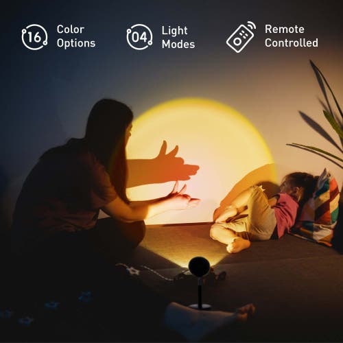 Pursonic Sunset Projector Table Lamp With Essential Oil Aroma Diffuser & 6-pack Of 100% Pure Aromath In Multi