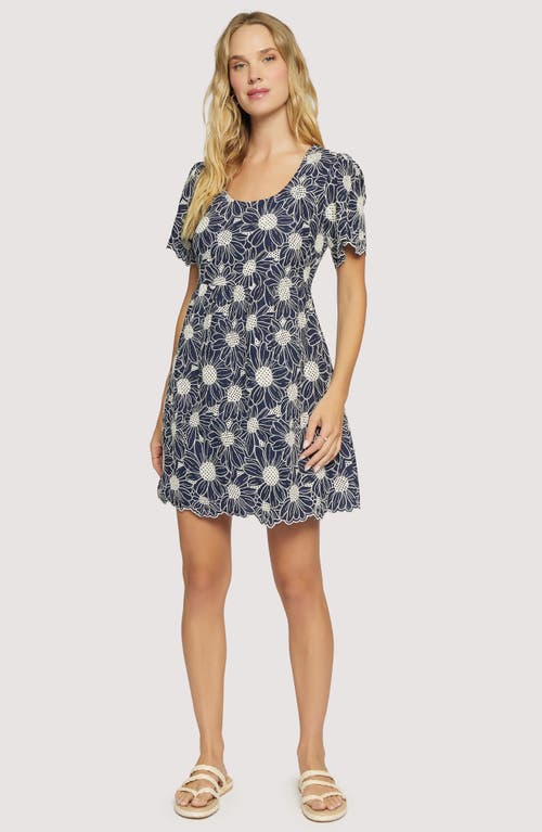Lost + Wander Zenith Bloom Embroidered Cotton Minidress In Blue