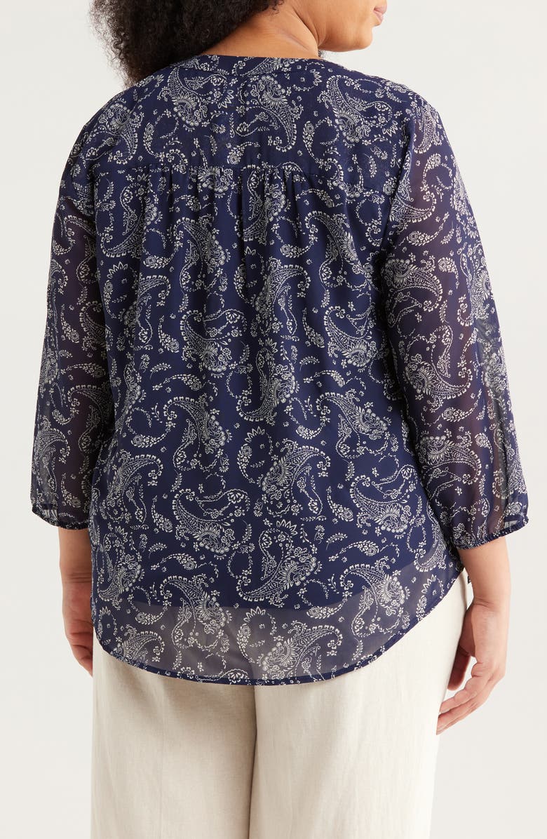 Jones New York Kelly Paisley Top, Alternate, color, Pacific Navy/ Jones White