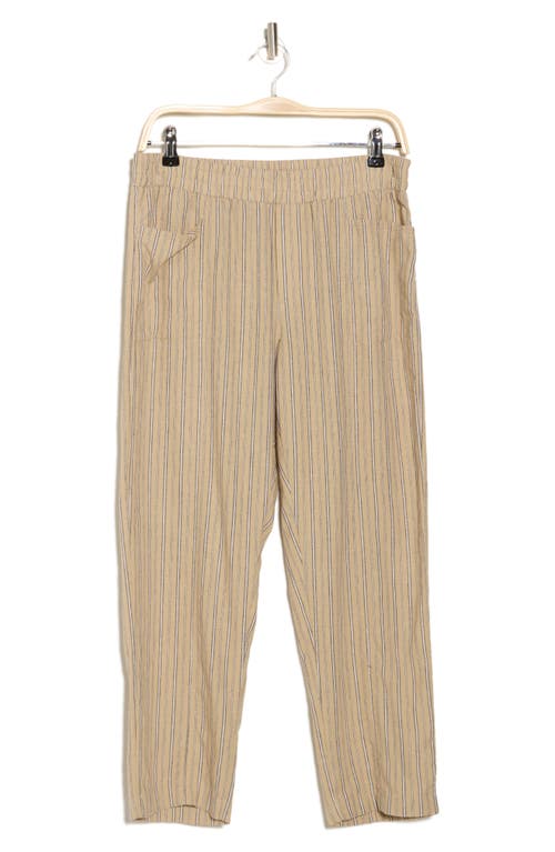Caslon ® Pull-on Linen Blend Pants In Tan Safari Amy Stripe
