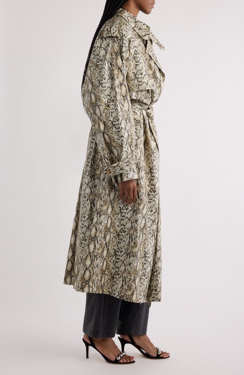 Isabel Marant Freanne Python Print Oversize Trench Coat In Natural
