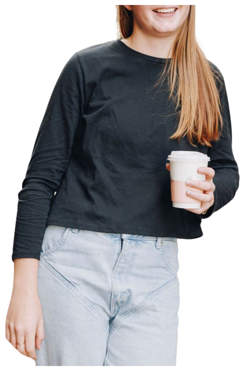 Yellowberry Whisper Long Sleeve Cotton Tee, Main, color, Black