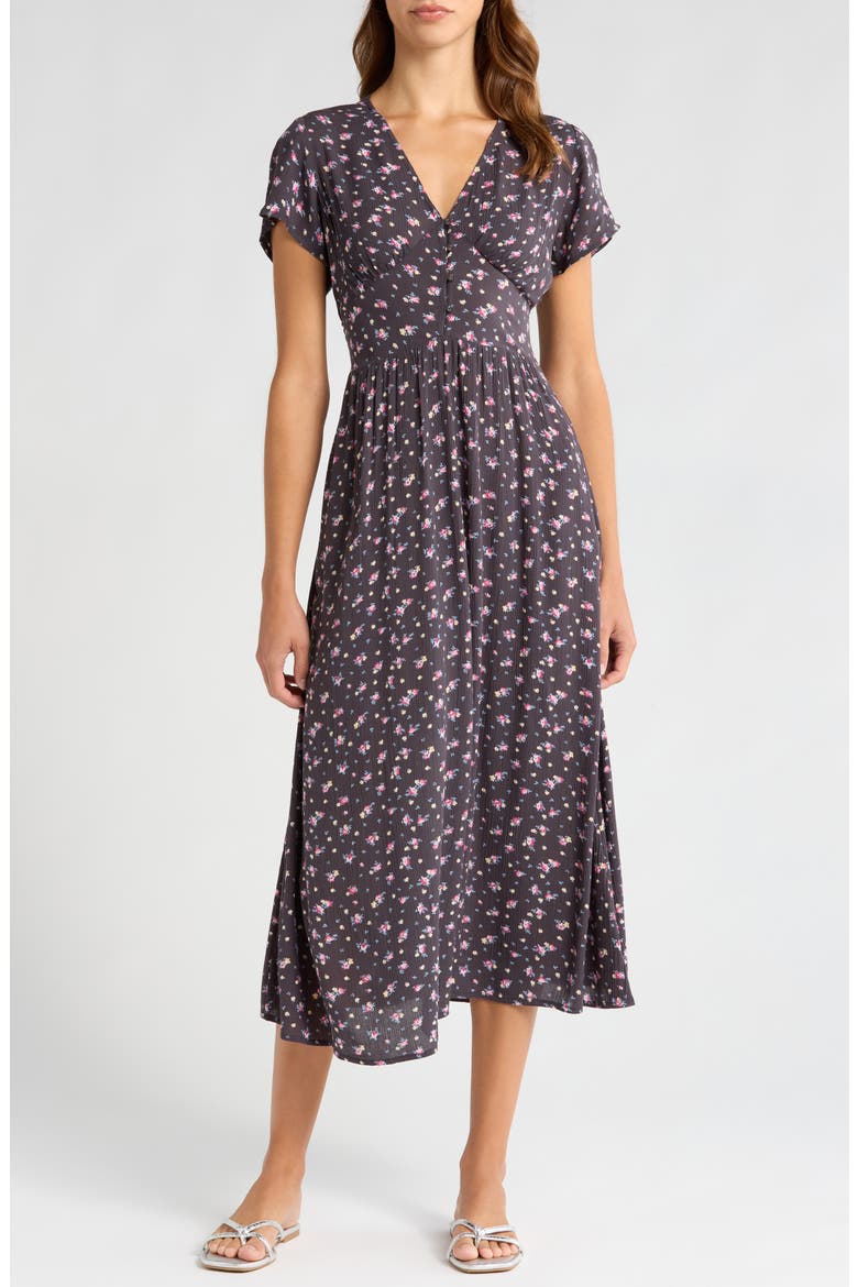 Morning Sky Floral Print Maxi Dress, Main, color, BLACK SANDS