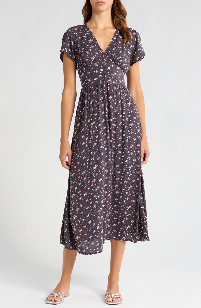 brown and white polka dot maxi dress Things Between Linen Blend Polka Dot Maxi Dress in Brown M