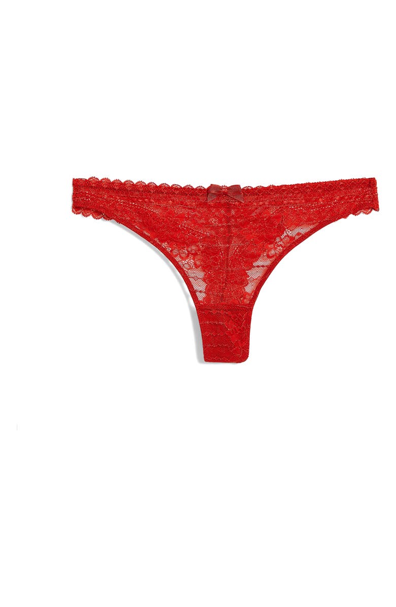 Etam Panama Lace Thong, Alternate, color, Red