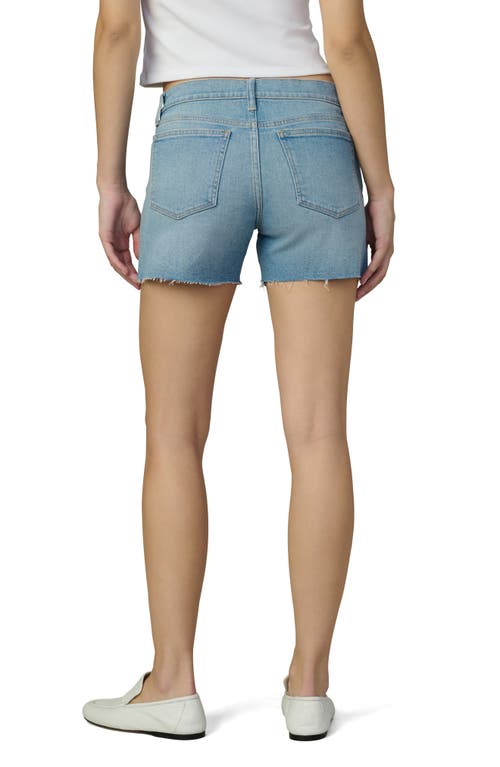 Joe's The Ozzie Raw Hem Side Slit Mid Rise Denim Shorts In Blue